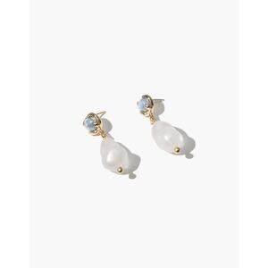 Cled Beam Pearl Earrings in Blue Jay/Gold Plated Brass NWT MSRP: $250